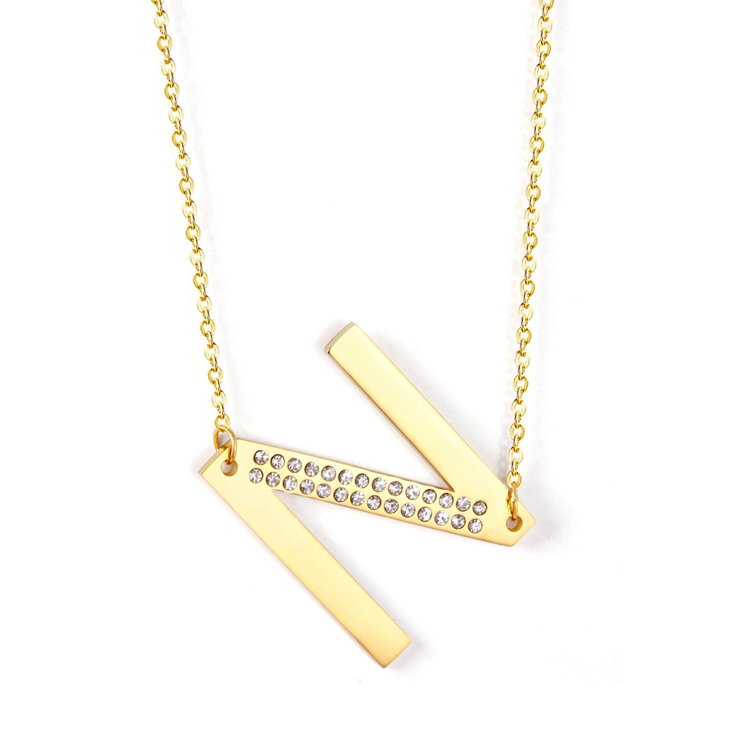 Stainless Steel Zircon Pendants Necklaces Gold Color Letter Necklace Chains Accessories Collars Choker Wholesale