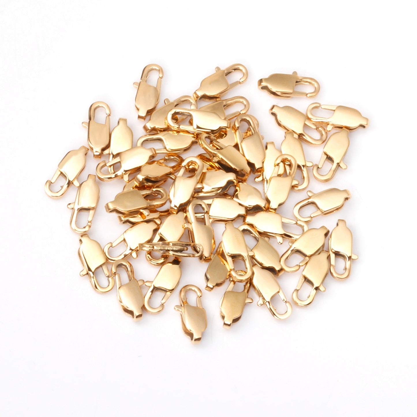 ASON 50/pcs Gold/Silver Color Stainless Steel Lobster Clasp for Necklace Bracelet Findings Connector DIY Jewelry Making Supplies