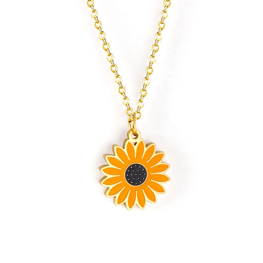 Best Friend Necklace Collars  316L Stainless Steel Geometric Flowers Pendant Necklace Women Girl Accessories