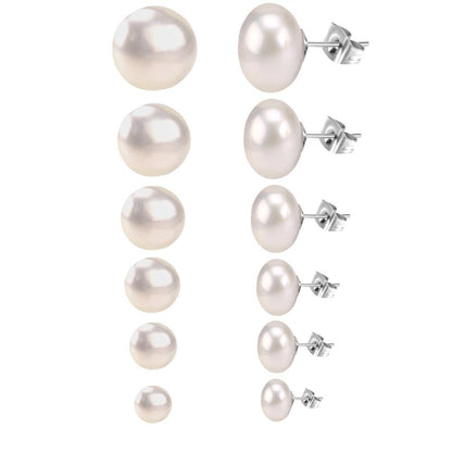 ASON Mix Size Earring Set Stainless Steel 6pairs/box Pink White Freshwater Pearl Stud Earrings Female Bioux Daily Wear