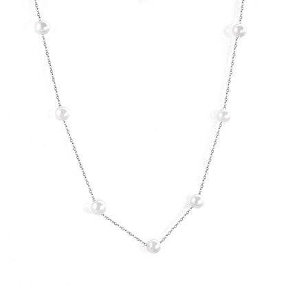 Gold Fake Pearl 6mm Pendant Link Chain 2021 Choker Necklace Women Jewelry Stainless Steel Babygirl Necklaces Set