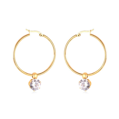 Stainless Steel 2020 Hoop Zircon Earrings Circle Hoop Korean Earring Set For Women Fashion Jewelry aretes de mujer