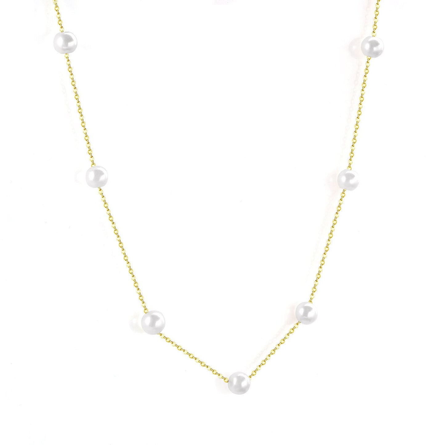 Gold Fake Pearl 6mm Pendant Link Chain 2021 Choker Necklace Women Jewelry Stainless Steel Babygirl Necklaces Set