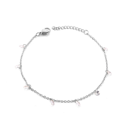 Charm Round Crystal Zircon Gold Color Pulseras Bracelets For Femme Women Chain Bracelet  Jewellery accesorios