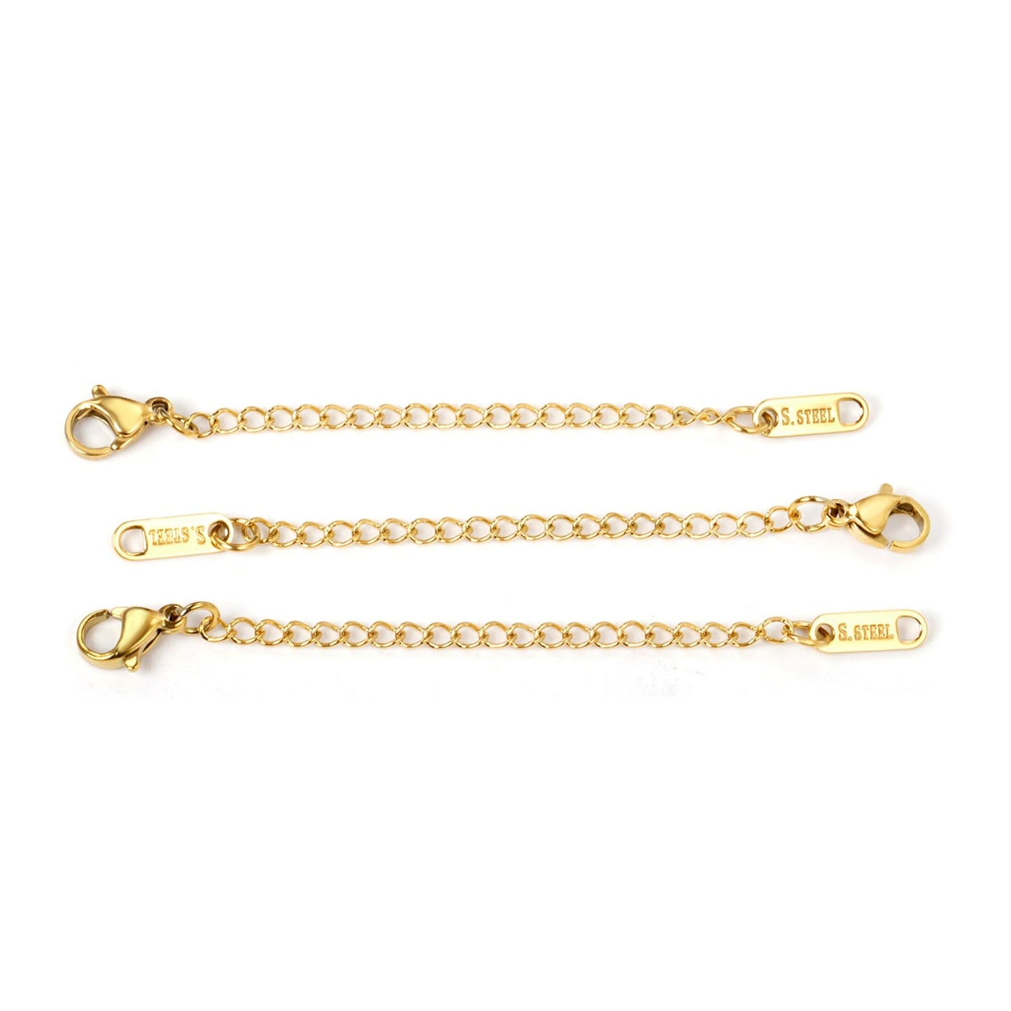 ASON 10pcs/lot Extended Extension Gold Tail Chain Stainless Steel Lobster Clasps Connector DIY Jewelry Making Bracelet Necklaces