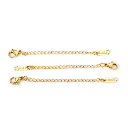 ASON 10pcs/lot Extended Extension Gold Tail Chain Stainless Steel Lobster Clasps Connector DIY Jewelry Making Bracelet Necklaces