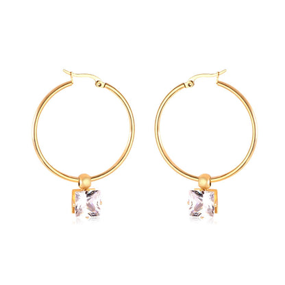 Stainless Steel 2020 Hoop Zircon Earrings Circle Hoop Korean Earring Set For Women Fashion Jewelry aretes de mujer
