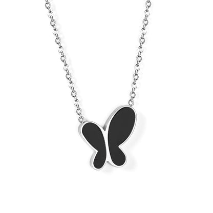 Enamel Girls Kids Jewelry New Fashion Stainless Steel Butterfly Pendant Necklaces For Women Korean Style bijoux femme