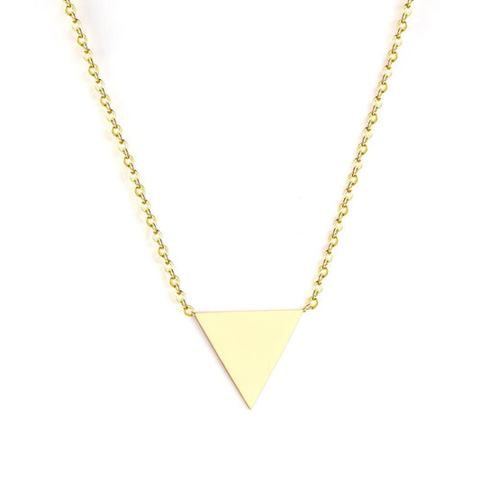 Fashion Gold Triangle Pendant Link Chain Choker Necklace Women  Jewelry Stainless Steel Babygirl Necklaces Set