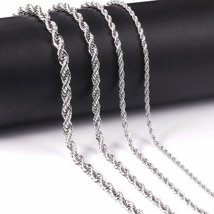 ASON 1pc Sale Stainless Steel Twist Chains Necklace For Women Men Hiphop Jewelry 2mm 3mm Necklace For Pendants Wholesale Support
