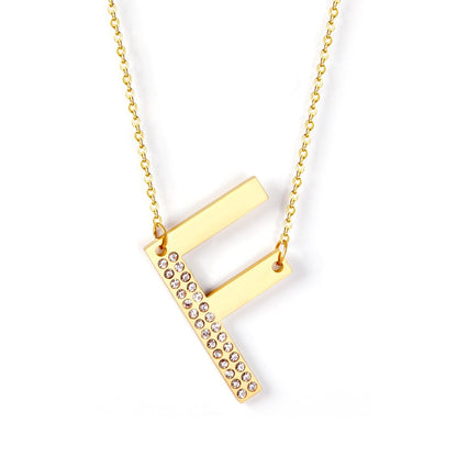 Stainless Steel Zircon Pendants Necklaces Gold Color Letter Necklace Chains Accessories Collars Choker Wholesale