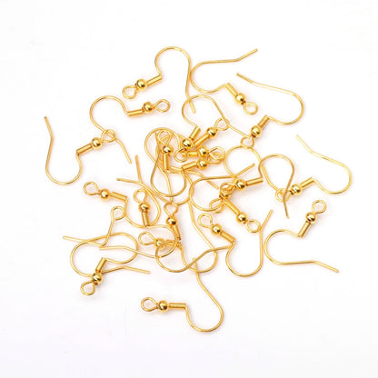 ASON 100 Gold/Silver Color Stainless Steel Earring Hooks,With Steel Ball Jewelry, Can Be Used For DIY Jewelry Making Accessories