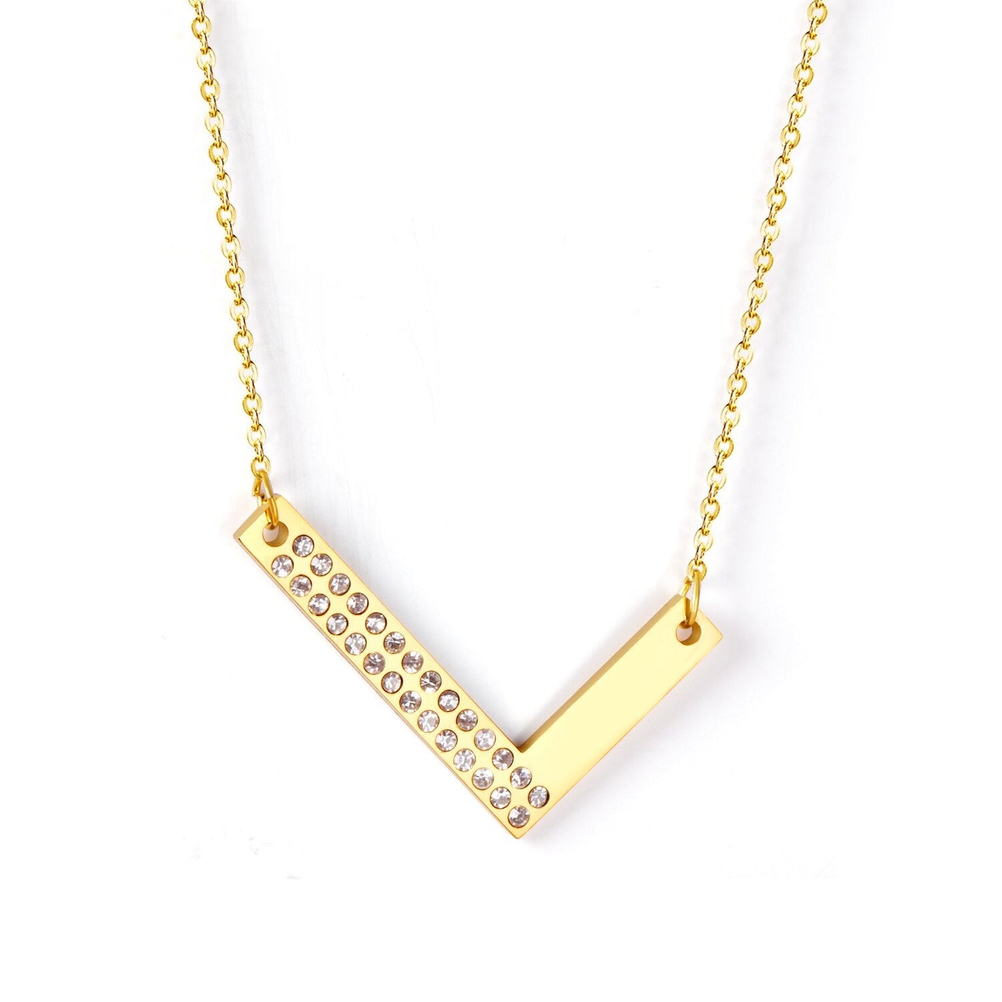Stainless Steel Zircon Pendants Necklaces Gold Color Letter Necklace Chains Accessories Collars Choker Wholesale