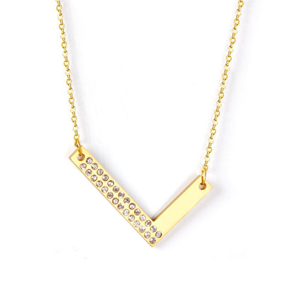 Stainless Steel Zircon Pendants Necklaces Gold Color Letter Necklace Chains Accessories Collars Choker Wholesale