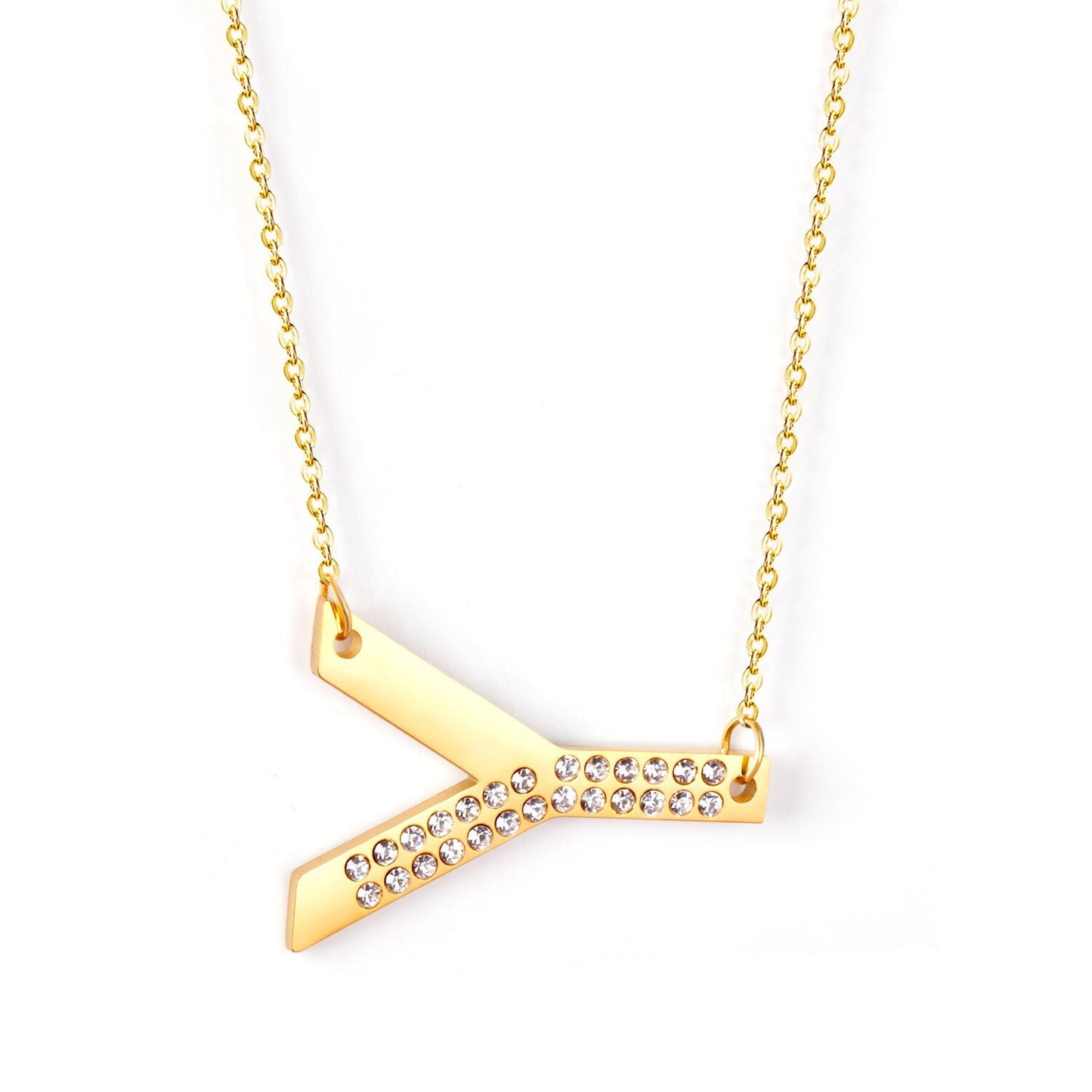 Stainless Steel Zircon Pendants Necklaces Gold Color Letter Necklace Chains Accessories Collars Choker Wholesale