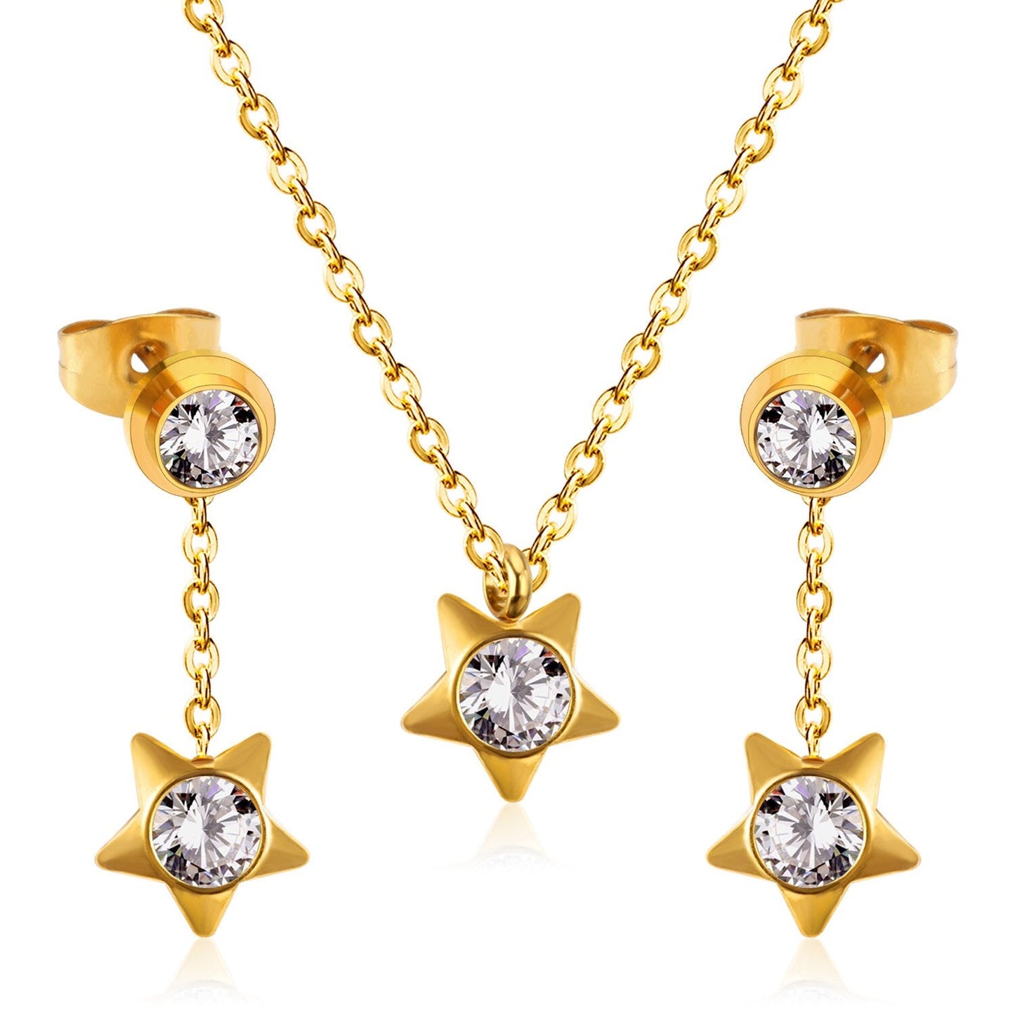 New Heart Shape Crystal Fashion Necklaces Droop Earrings Sets For Woman Dubai Wedding Jewelry Set pendientes bijoux