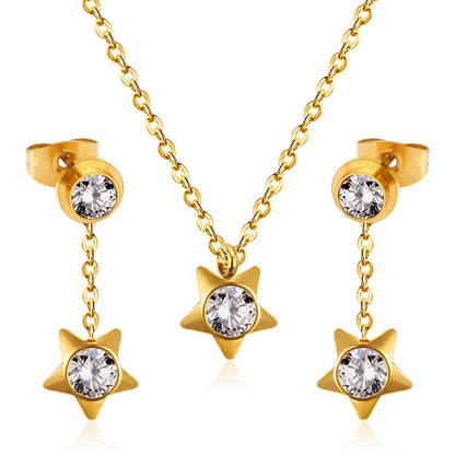 New Heart Shape Crystal Fashion Necklaces Droop Earrings Sets For Woman Dubai Wedding Jewelry Set pendientes bijoux