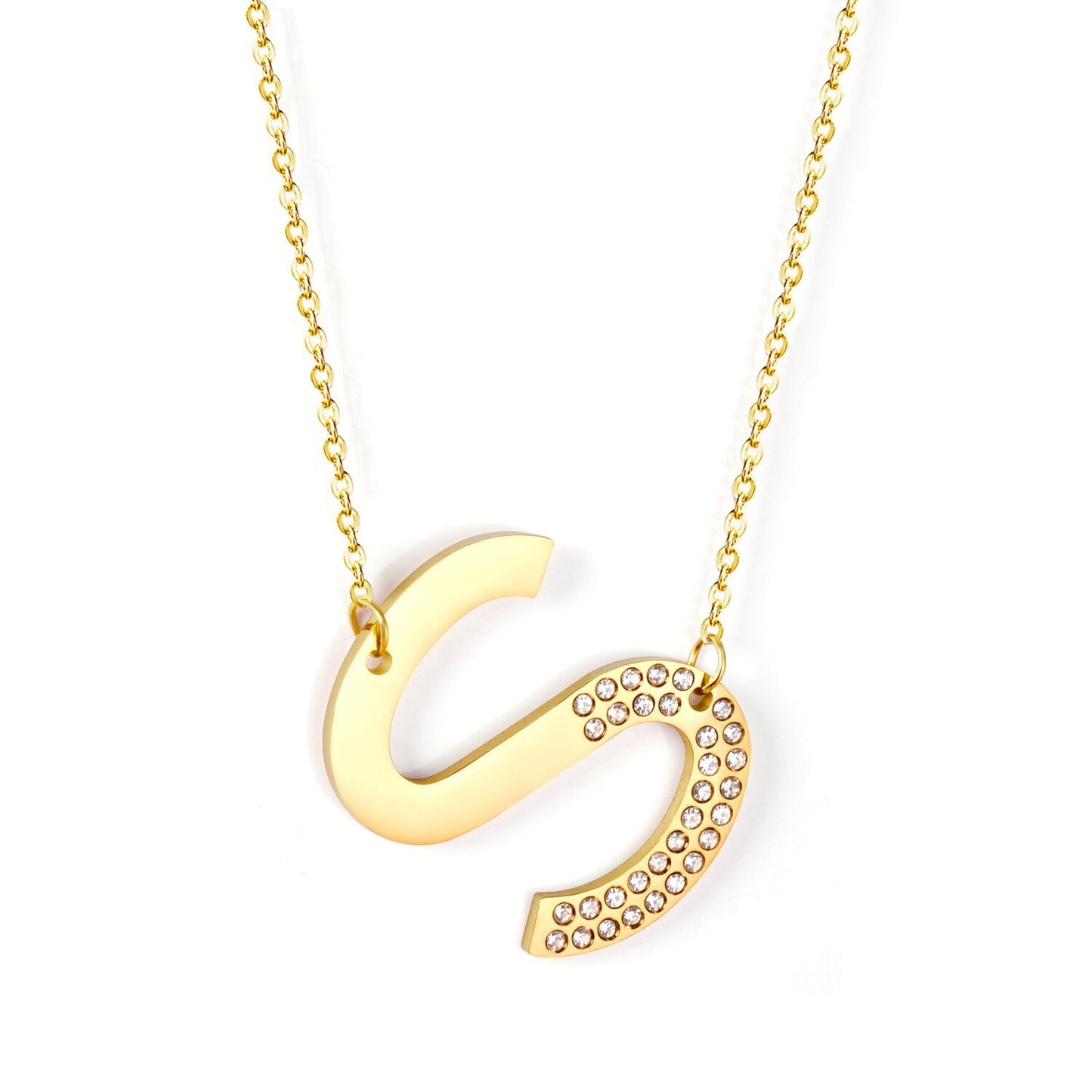 Stainless Steel Zircon Pendants Necklaces Gold Color Letter Necklace Chains Accessories Collars Choker Wholesale