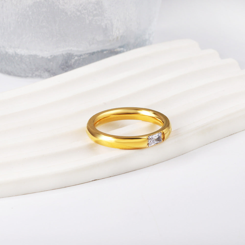Fashion Round Geometric Light Luxury Diamonds Metal Ring