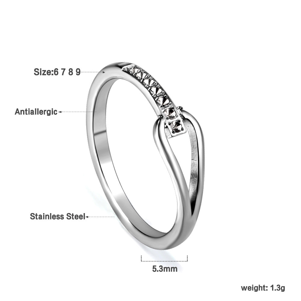 Geometric with diamonds water drop hollowing ring women's hundred finger ring
