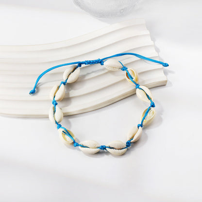 11 shells accessories blue soft bracelet 30cm steel color