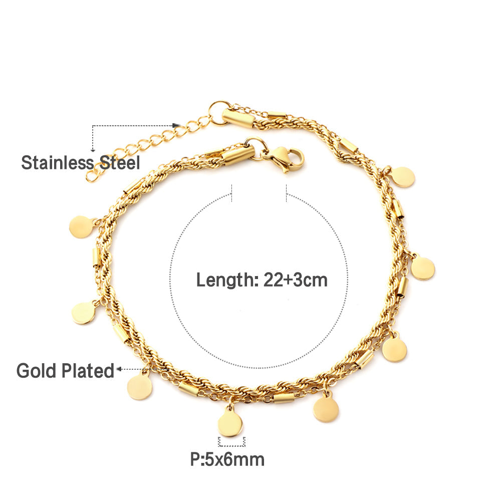 8 Round Accessories + Chain Double Chain Anklet