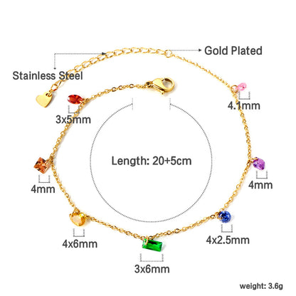 Spring 7pcs Mixed Shape Mixed Color Anklet 20+5cm