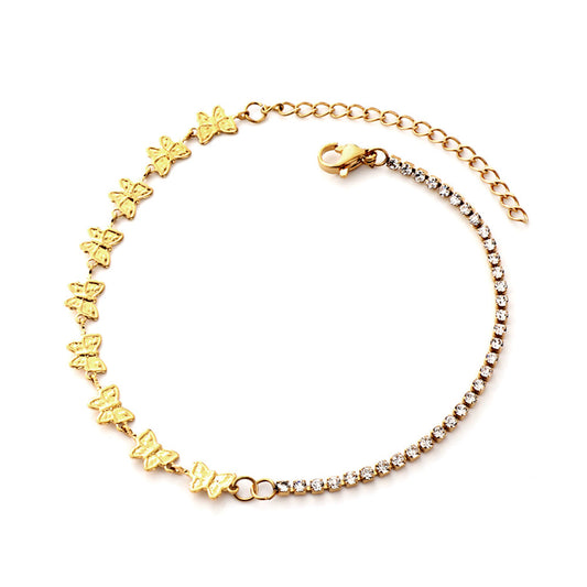 9 Butterflies With Diamonds Chain Anklet