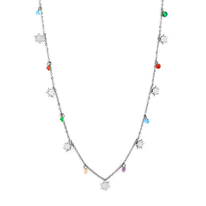 7 Lucky Star Accessories + 8 Mixed Color Diamonds Necklace