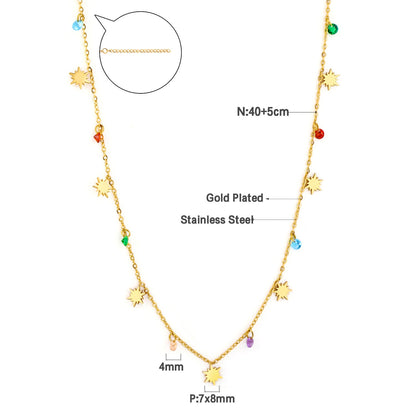 7 Lucky Star Accessories + 8 Mixed Color Diamonds Necklace