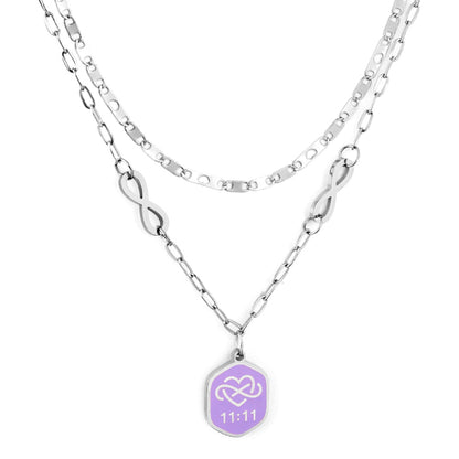 Purple Hexagon with Heart + Double 11 + Double 8 Accessories + Chain Double Chain Necklace