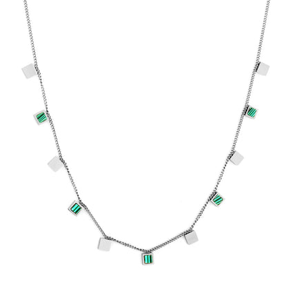 5 Square Green Drip Oil + 6 Square Accessories Necklace