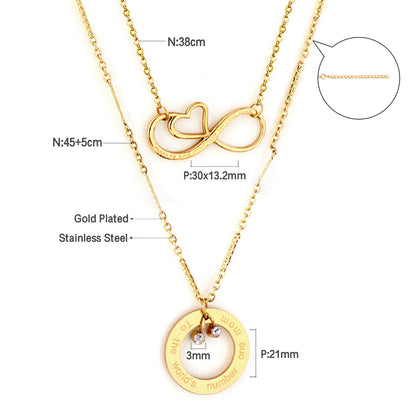 Circle Accessory with Double Steel Ball + Heart Accessory with Chain Double Chain Necklace