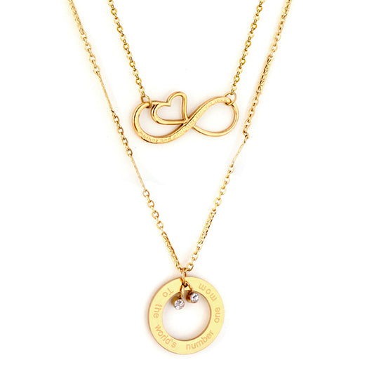 Circle Accessory with Double Steel Ball + Heart Accessory with Chain Double Chain Necklace