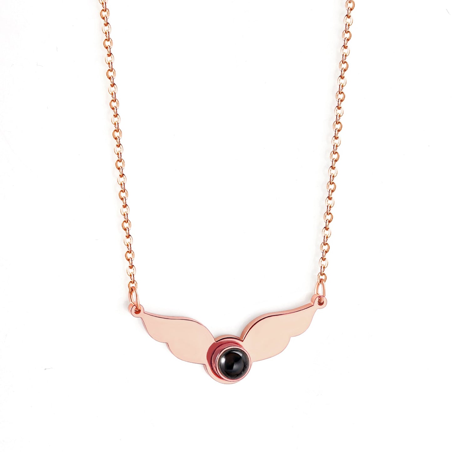 Necklace with a black circle in the center of the wings
