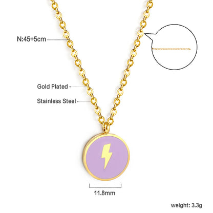 Round Blue Pendant with Lightning Motif Necklace 45+5cm