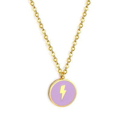 Round Blue Pendant with Lightning Motif Necklace 45+5cm