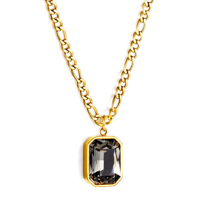 Wholesale Rectangular Pendant with White Diamonds Necklace 45+5cm