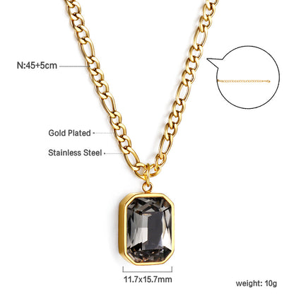 Wholesale Rectangular Pendant with White Diamonds Necklace 45+5cm