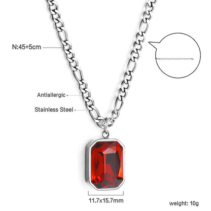 Wholesale Rectangular Pendant with White Diamonds Necklace 45+5cm