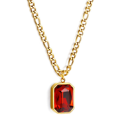 Wholesale Rectangular Pendant with White Diamonds Necklace 45+5cm