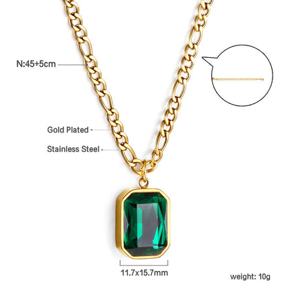 Wholesale Rectangular Pendant with White Diamonds Necklace 45+5cm