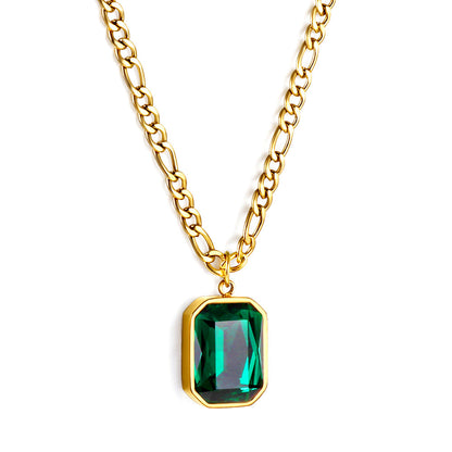 Wholesale Rectangular Pendant with White Diamonds Necklace 45+5cm