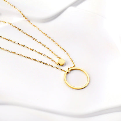 Circle Cake + Circle Pendant Necklace 46+40+5cm
