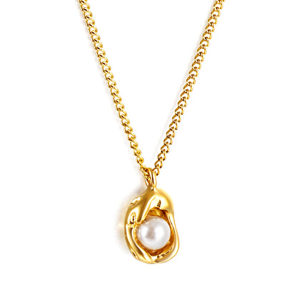 Wholesale Shaped pendant with white pearl necklace 40+5cm