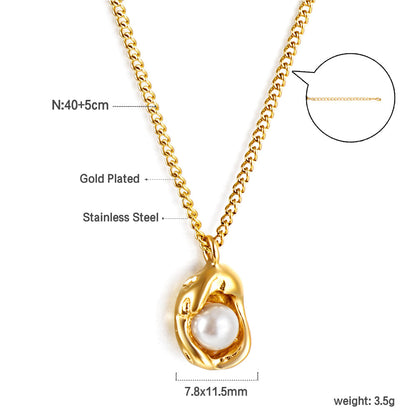 Wholesale Shaped pendant with white pearl necklace 40+5cm