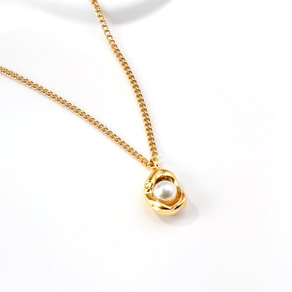 Wholesale Shaped pendant with white pearl necklace 40+5cm
