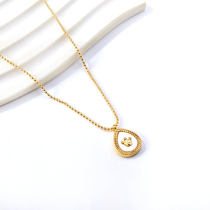 Teardrop White Shell Pendant with Crown Bead Chain Necklace 40+5cm