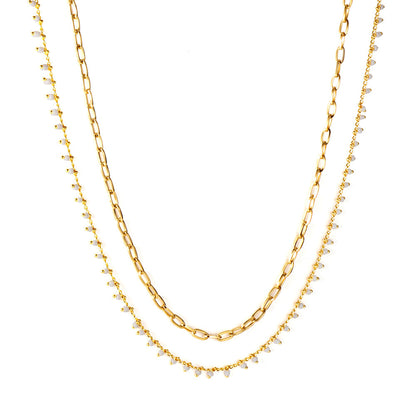 White Bead Chain + Matching Chain Double Waist Chain 75+74+25cm