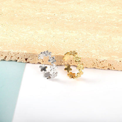 Stainless Steel 18k Gold Plated Flower Shape Ring